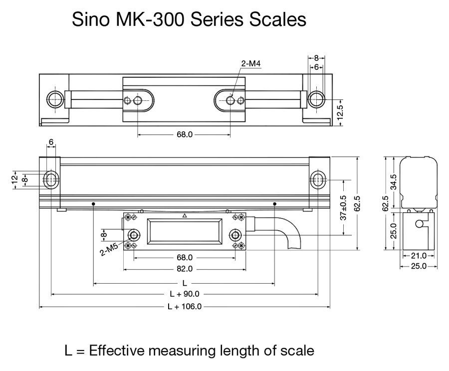 ToAuto 2-Axis DRO Kit – 12" + 40" Linear Scales, 5µm Resolution, For Milling/Lathe, US Stock