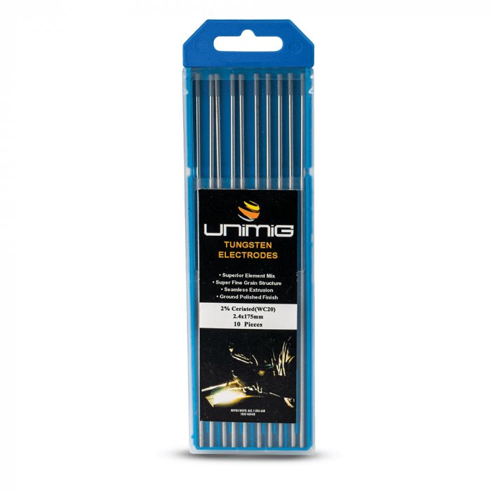 TIG Welding Tungsten Electrodes 2% Ceriated 1/16\" X 7\" (Grey, WC20) 10...